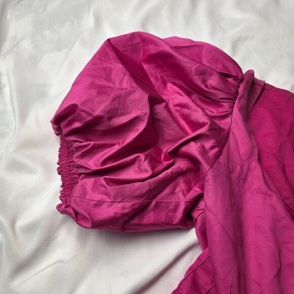 Hunter Bell New York Hot Pink Puff Sleeve Peplum Blouse - Picture 2 of 5